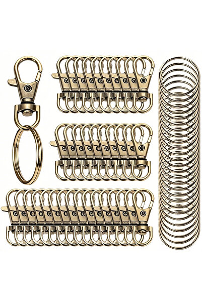 Choice Bronze 20 PCS Keychain Hook with Key Ring Keychain Clip Hook with Flat...