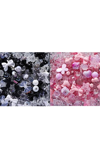 Choice سلسلة هاتف من الخرز على شكل قلب من الزهور المختلطة باللونين الوردي وال...