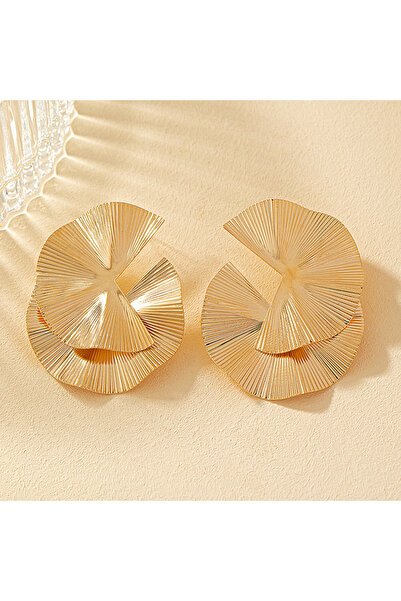 Choice A HUANZHI Gold Color Distorted Design Exaggerated Leaf Massive Earring...