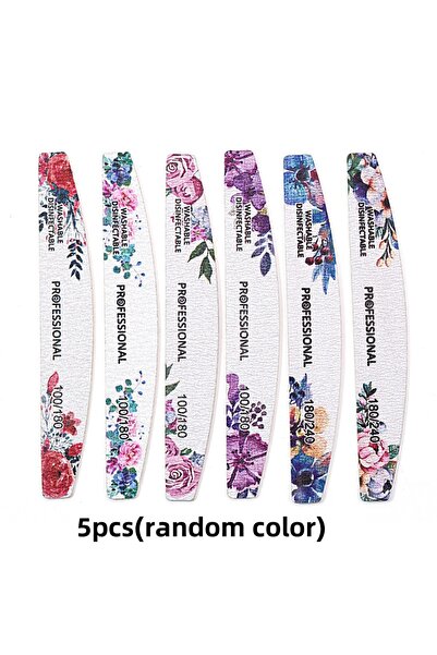 Choice 5 قطع من ملفات الأظافر الخشبية على شكل نصف قمر قابلة للغسل والتطهير وأ...