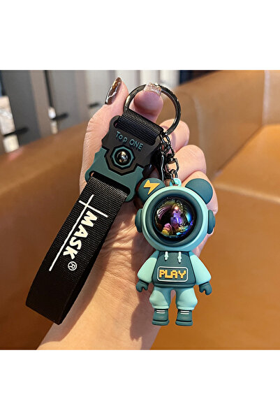 Choice سلسلة مفاتيح على شكل دب برق كرتوني أخضر، دمية دب رائد فضاء لطيفة، سلسل...