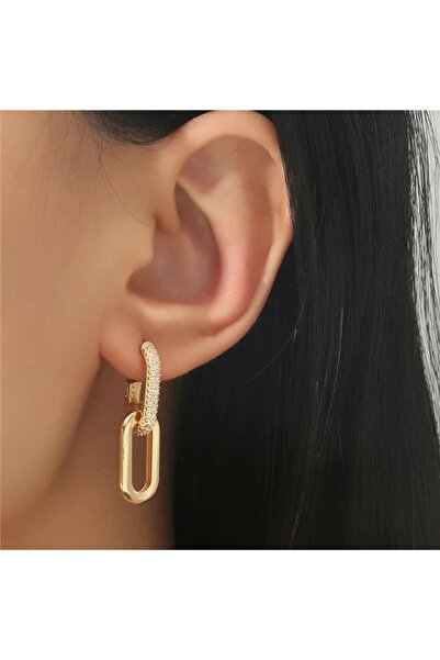 Choice 01 أقراط متدلية بتصميم سلسلة من الزركونيا بتصميم عتيق باللون الذهبي وا...