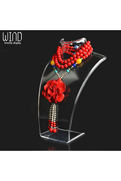 Choice حامل عرض مجوهرات على شكل قلادة مانيكان شفاف بثلاثة ألوان 20*13.5*7.5 س...