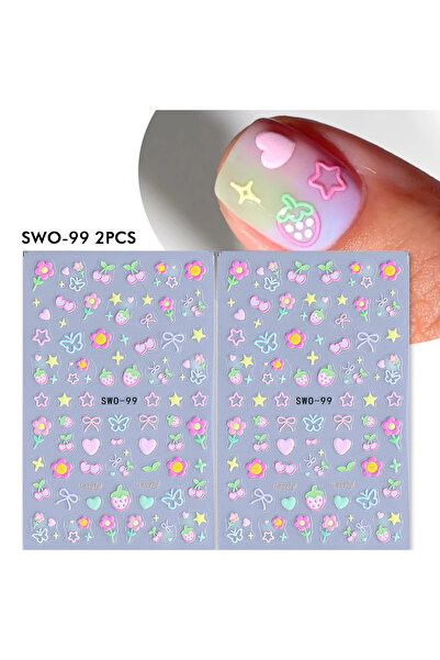 Choice SWO-99 2pcs 2pcs Sweet Element Nail Art Stickers Simple Flower Heart C...
