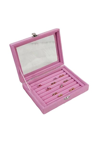 Choice صندوق تخزين مجوهرات وردي مقاس 20 × 15 × 5 سم، قطعة واحدة، صندوق عرض مج...