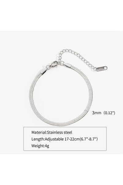 Choice 3mm Silver Color 3mm Silver Color Stainless Steel Flat Chain Bracelet ...