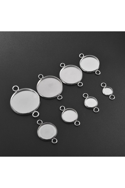 Choice 30 قطعة من موصلات الفولاذ المقاوم للصدأ مقاس 10 مم، قاعدة كابوشون دائرية مزدوجة الحلقة، إطار كاميو 6 مم