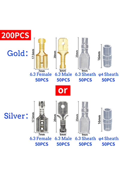 Choice13 مزيج ذهبي 6.3 (200 قطعة) 100/200 قطعة 2.8/4.8/6.3 مم موصل طرفي أنثوي...