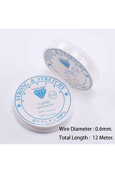 Choice حبل مرن شفاف دائري من الكريستال بطول 0.6 مم × 12 متر، 0.4/0.5/0.6/0.7/...