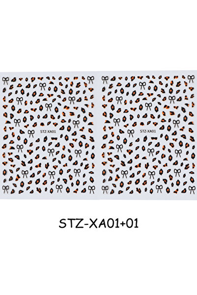 Choice قطعتان STZ-XA01، قطعتان من ملصقات تزيين الأظافر بنقشة جلد النمر باللون...