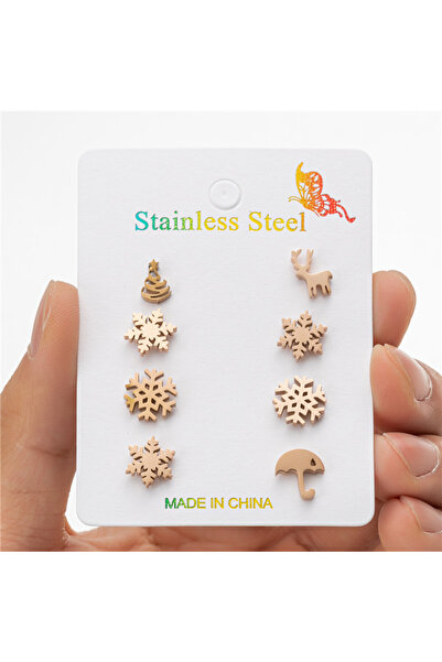 Choice ZH032R 4 أزواج/مجموعة أقراط ندفة الثلج العصرية الصغيرة من الفولاذ المق...