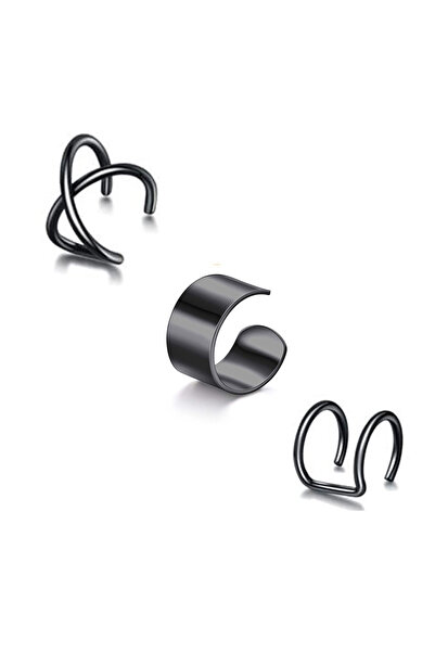 Choice مجموعة مختلطة من 3 قطع باللون الأسود، 3 قطع/مجموعة من أقراط الأذن المص...