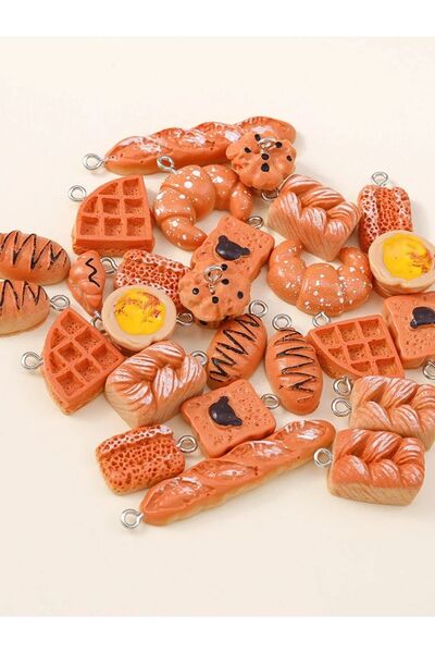 Choice مزيج عشوائي 10 قطع 10 قطع لطيف طعام كعكة الوافل الكرواسون الخبز سحر قلادة ل سوار اليدوية Ne