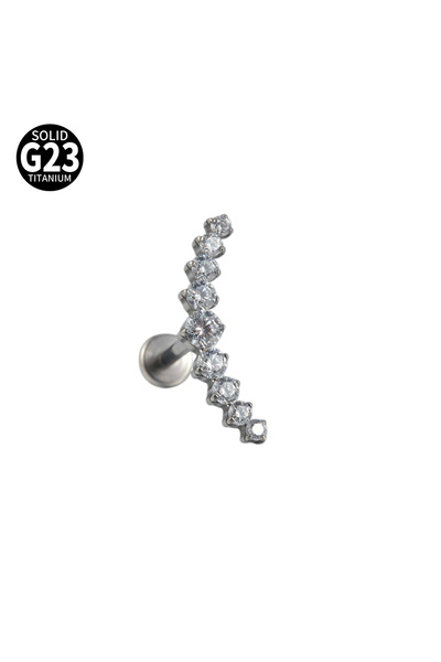 Choice آذان هندسية 1.2 × 8 مم فضية J 1 قطعة G23 تيتانيوم صلب CZ زهرة قمر غضرو...