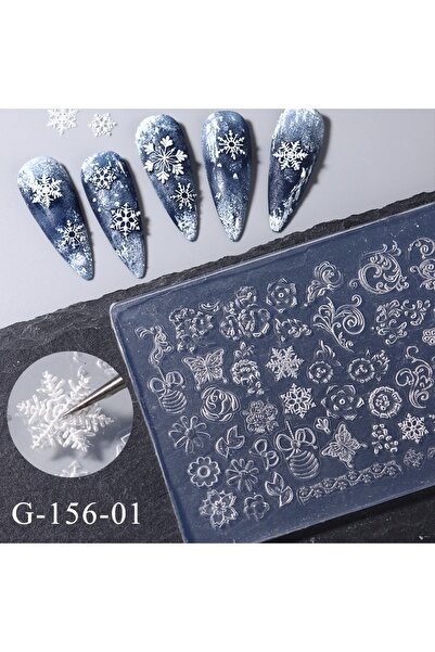 Choice G-156-01 قالب سيليكون ثلاثي الأبعاد لنحت الأظافر على شكل رقاقات ثلج شت...