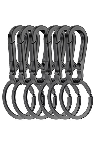 Choice black 6Pcs Carabiner Clip Keychain Metal Carabiner Shape Key Ring Keyr...