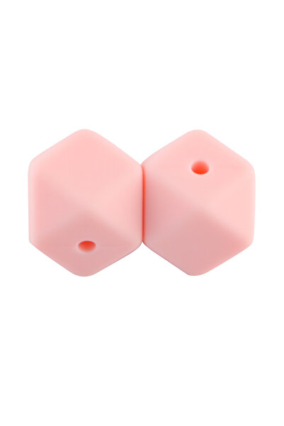 Choice 14mm 20pcs candy pink 14mm Hexagon Silicone Beads 17mm Loose Silicone ...