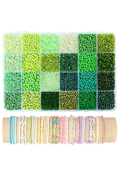 Choice green 5760PCS 3mm Mixed Color Glass Seed Beads for Bracelet Making 24 ...