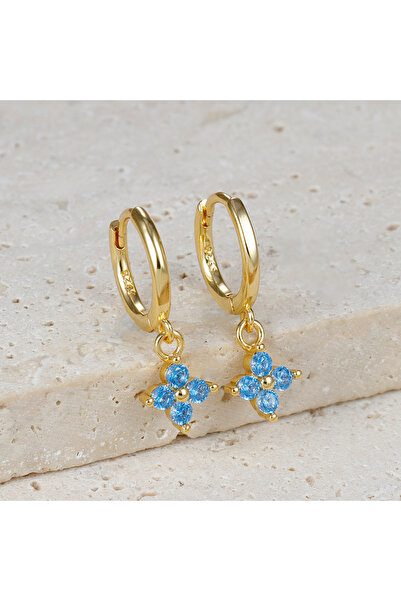 Choice Gold-Sky-Blue-2pcs Luxury Colorful Zircon Flower Pendant Hoop Earrings...