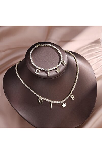Choice Gold Color Women's Fashion Zircon Inlaid Letter Star Pendant Bracelet ...
