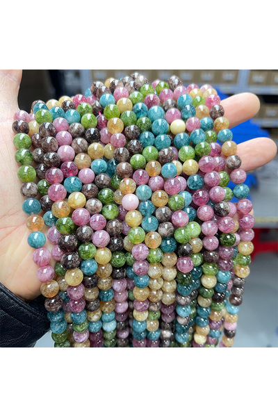 choice2 approx 6mm 60pcs Tourmaline Color Dyed Color Quality Tourmaline Chalc...