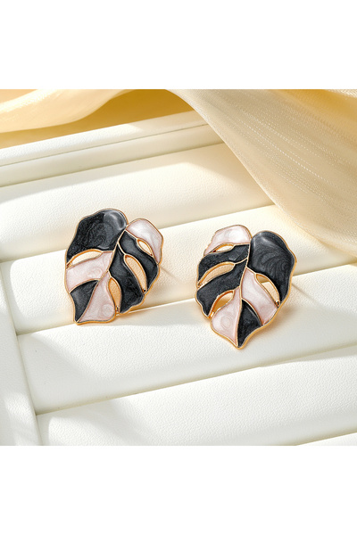 Choice HEIBAISE 1 Pair of Women's Alloy Colorful Oil Drop Leaf Earrings
