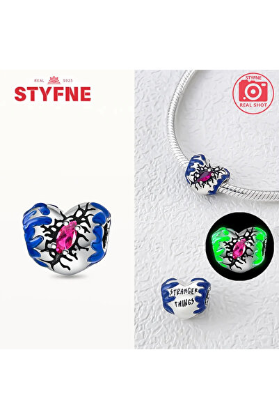 Choice PYC0237 قلادة شخصية الوحش الفضية 925 المضيئة في الظلام مع حبات قلب حمر...