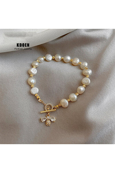 Choice قلادة نحلة 20 سم 2021 سوار أنيق من اللؤلؤ الطبيعي الباروكي للنساء قلادة نحلة فاخرة من الزركون