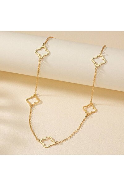 Choice gold Gold Four Leaf Clover Necklace Clover Pendant Station Necklaces for Women 18K Gold Plated Stain