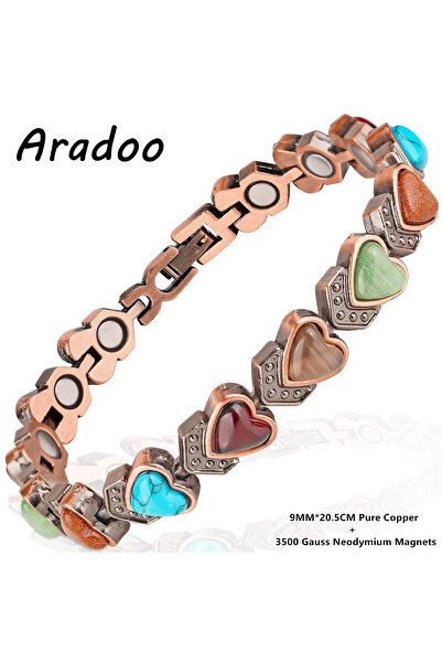 Choice B-C057 سوار أرادو على شكل قلب من البير النقي للنساء، سوار معصم مغناطيس...