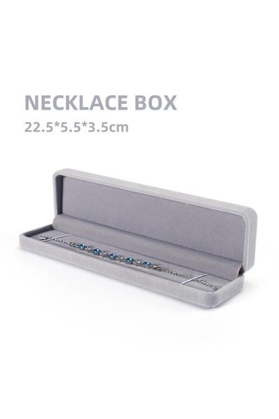 Choice صندوق قلادة من سلسلة مخملية رمادية رقيقة، صندوق مجوهرات، صندوق خاتم، ح...