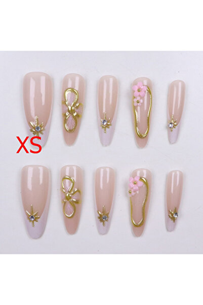 Choice أظافر صناعية قصيرة على شكل فيونكة حمراء - مجموعة أظافر صناعية كاملة ال...