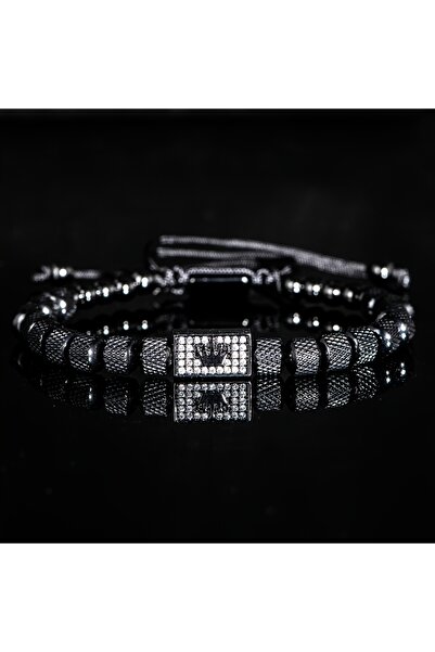 Choice black color [Micro-Set Bead Bracelet] Luxury Micro-Set Square Crown Be...