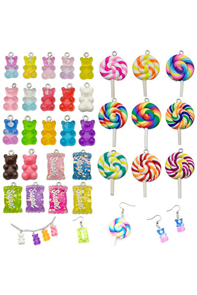 Choice 32 قطعة/الحزمة من دلايات مصاصة على شكل دببة حلوى مختلطة من الراتنج الم...