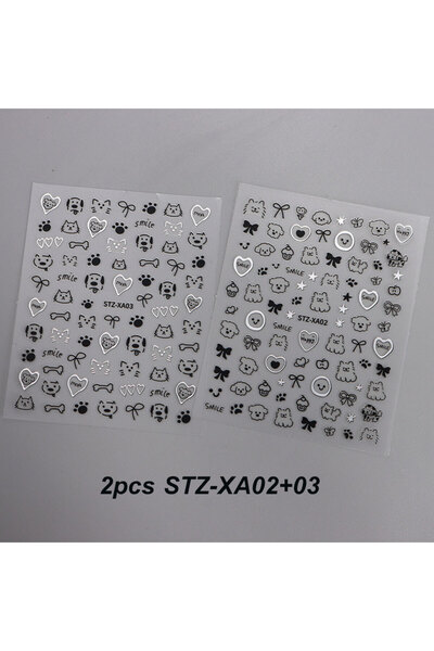 Choice قطعتان STZ-XA02-03 قطعتان من ملصقات أظافر جرافيتي ثلاثية الأبعاد على ش...