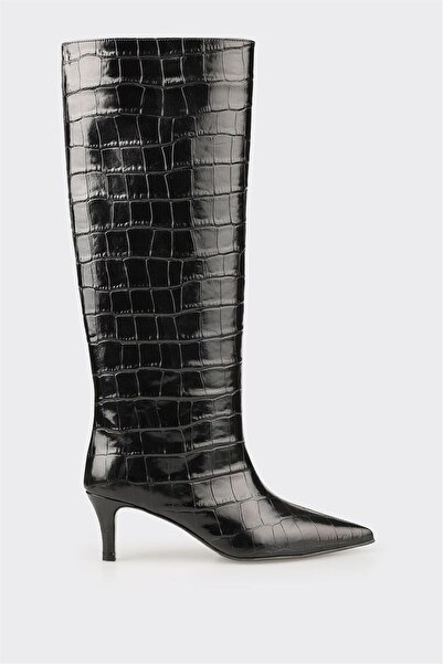 Elle Shoes Siyah Deri Kadın Çizme