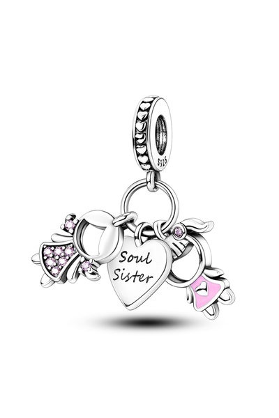 Choice KTC530 دلايات وردية أصلية من الفضة الإسترلينية عيار 925 على شكل قلب وق...