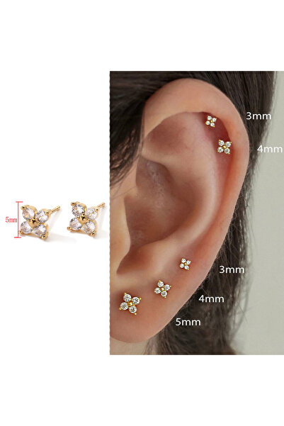 Choice أقراط أذن ذهبية اللون مقاس 5 مم من Yupsk على شكل زهرة أنيقة من الفولاذ...
