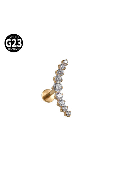 Choice آذان هندسية 1.2 × 8 مم ذهب J 1 قطعة G23 تيتانيوم صلب CZ زهرة قمر غضروف...