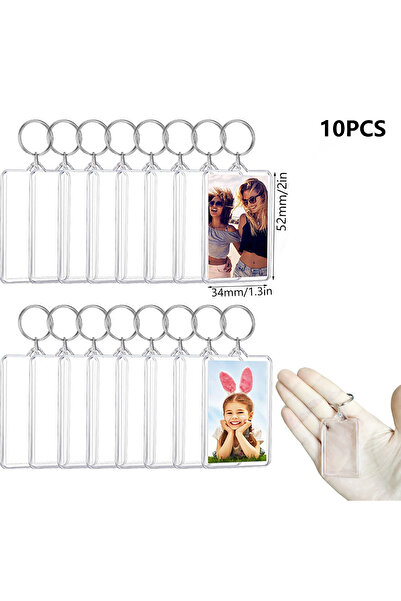 Choice إطار صور شفاف مقاس 5.2 × 3.4 سم، 10 قطع، سلسلة مفاتيح، شرابات، قابلة ل...