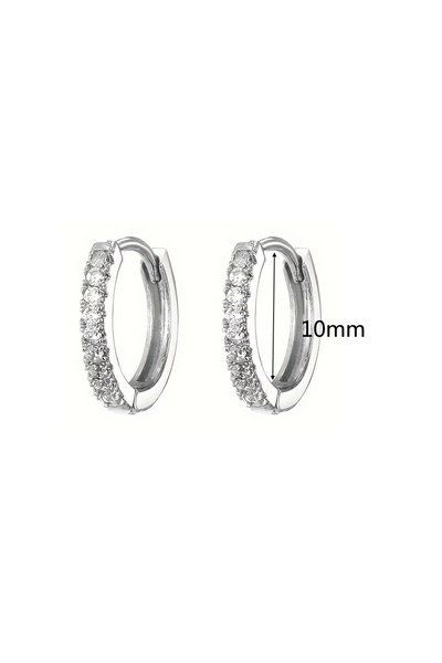 Choice 10mm silver 1pair Exquisite Synthetic Zircon Decor Hoop Earrings, Fash...