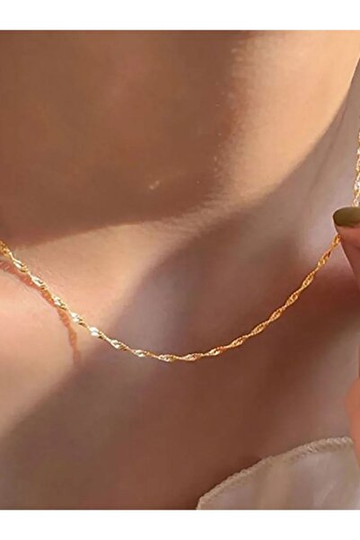 Choice Gold-color Exquisite Gold Plated Stainless Steel Thin Chain Necklace f...