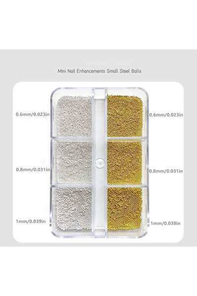Choice خرز أظافر دائري من الكافيار باللون الفضي والذهبي، 6 أحزمة/صندوق، خرز أ...