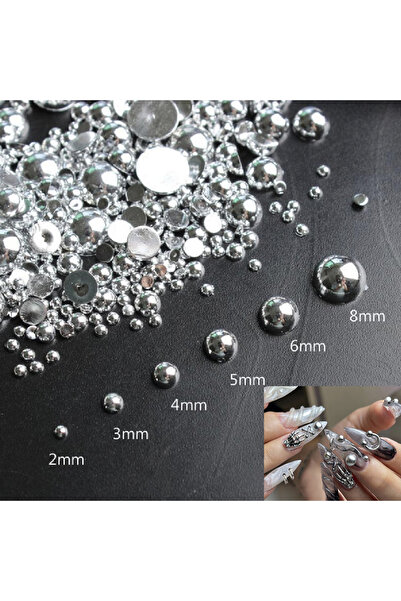 Choice type2- 300pcs Mix 3D Nail Art Punk Silver Pearl Shape Gothic Design Lu...