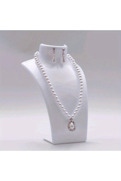 Choice حامل عرض مجوهرات بسيط أبيض قطعة واحدة للقلادة والقلادة - حامل مجوهرات ...