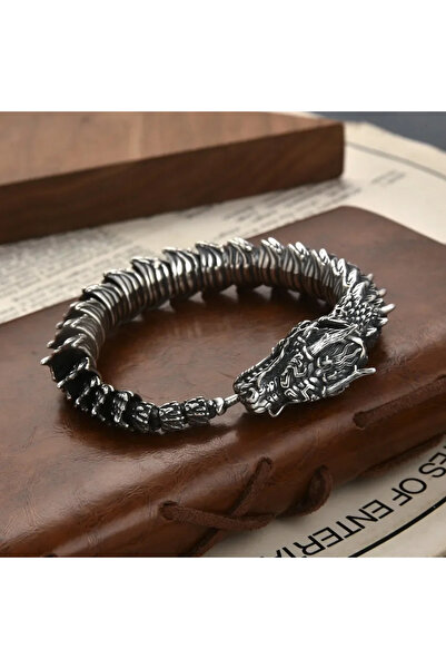 Choice E203 20cm New Silver Color Handmade Retro Domineering Dragon Bracelet ...