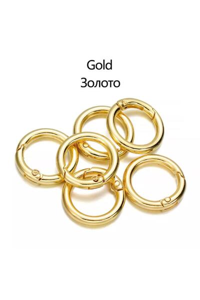 Choice مشبك حلقي معدني بحلقة دائرية مقاس 28 مم، 5 قطع ذهبية، حلقات مفاتيح، مش...