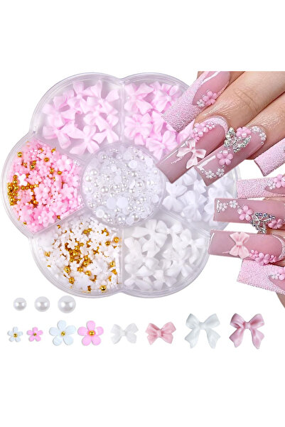 Choice ZP180 1Box 3D Bowknot Flower Nail Art Decor Decor with Steel Beads & I...