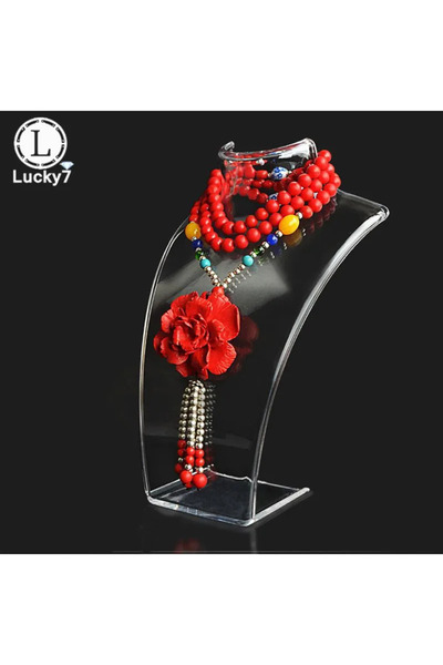 Choice حامل عرض مجوهرات على شكل نموذج بورتريه من الأكريليك الشفاف - حامل قلاد...