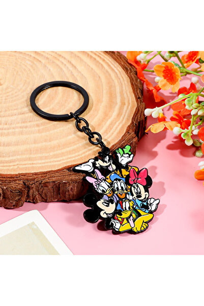 Miniso سلسلة مفاتيح ميكي أنيقة مع دلايات ميكي وميني للأطفال، هدية عيد الحب، ح...